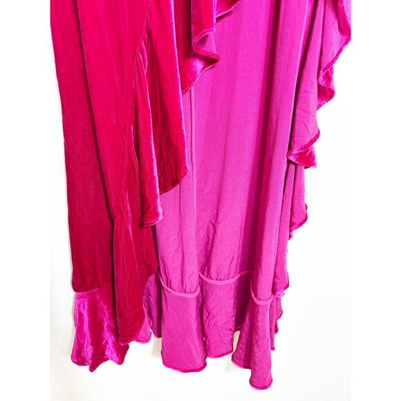 Reformation Winola Maxi Dress Size Small Rhubarb Red Velvet Ruffle Wedding - Picture 10 of 15
